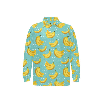Banana Pattern Print Design BA02 Long Sleeve Polo Shirt For Men's