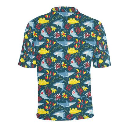 Scuba With Sharks Print Design LKS303 Men Polo Shirt
