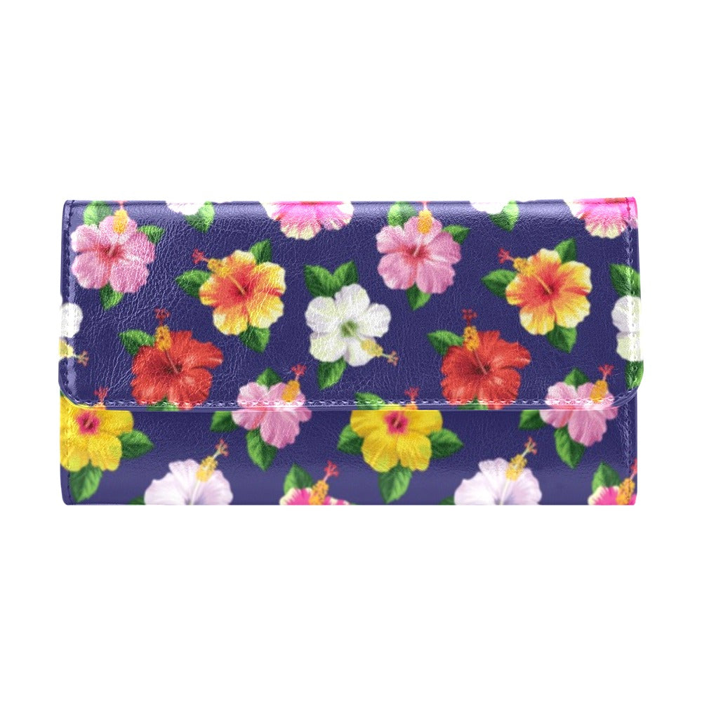 Hibiscus Colorful Print Design LKS301 Women's Trifold Wallet