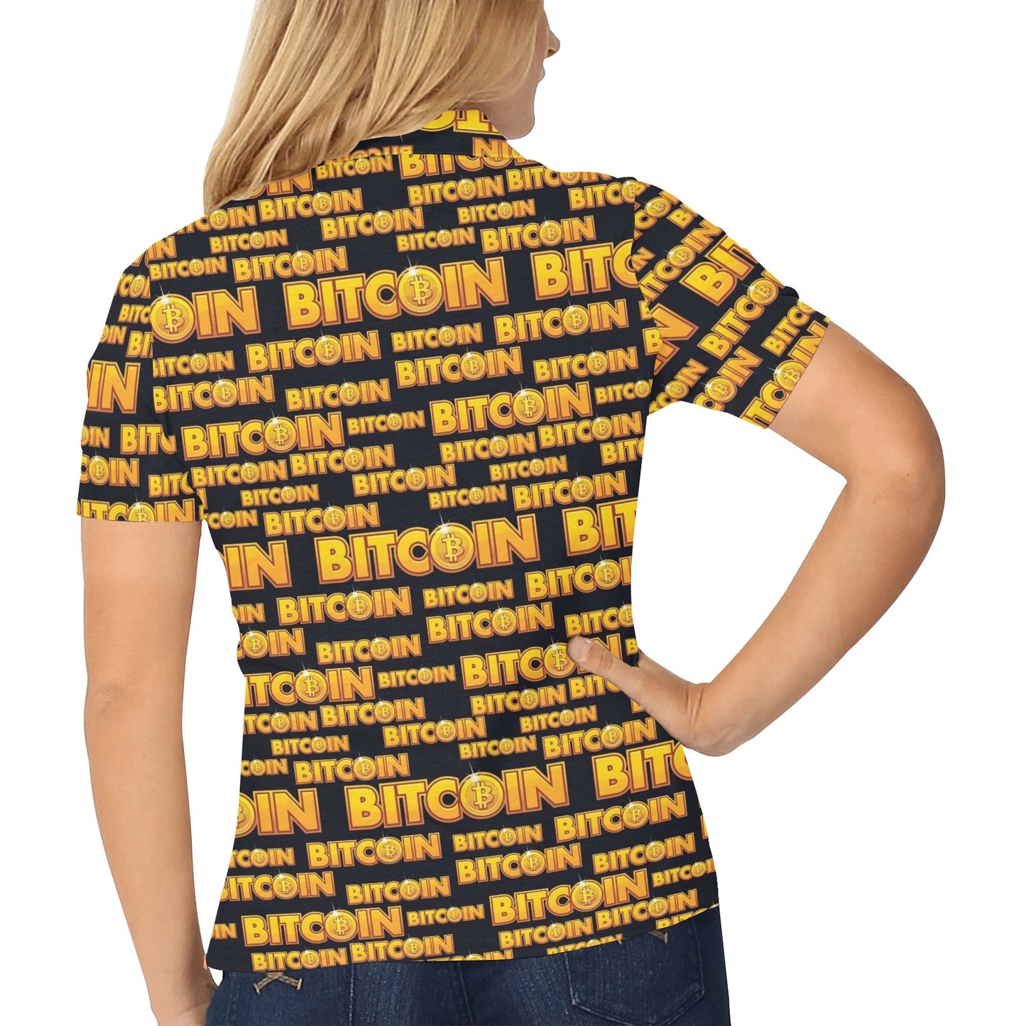 Bitcoin Pattern Print Design DO03 Women's Polo Shirt