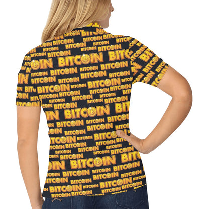 Bitcoin Pattern Print Design DO03 Women's Polo Shirt