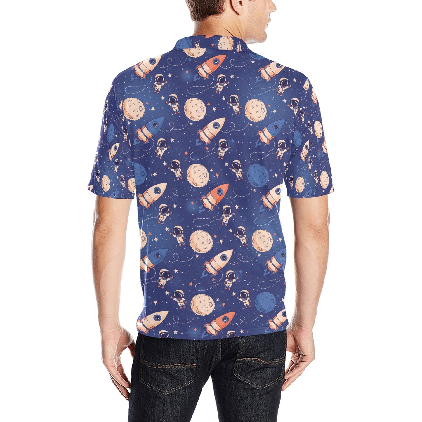 Space Astronaut Rocket Print Design LKS304 Men Polo Shirt