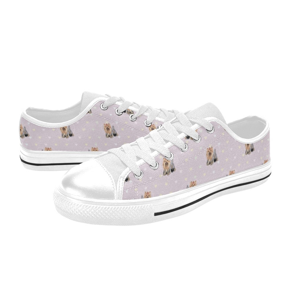 Yorkshire Terriers Print Design LKS302 Women's White Low Top Shoes