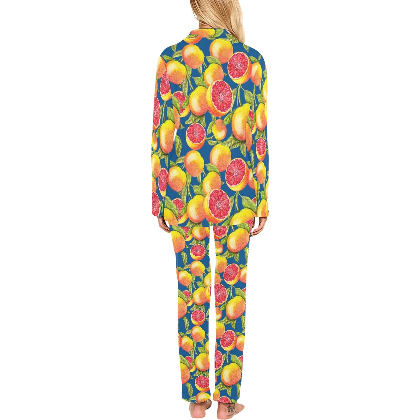 Grapefruit Pattern Print Design GF04 Women's Long Pajama Set