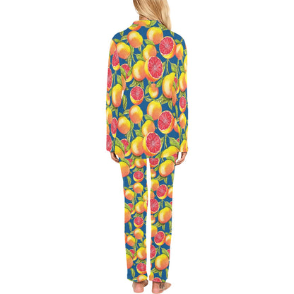 Grapefruit Pattern Print Design GF04 Women's Long Pajama Set