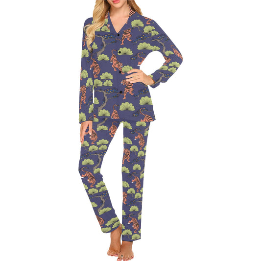 Tiger Pattern Japan Style Women's Long Pajama Set