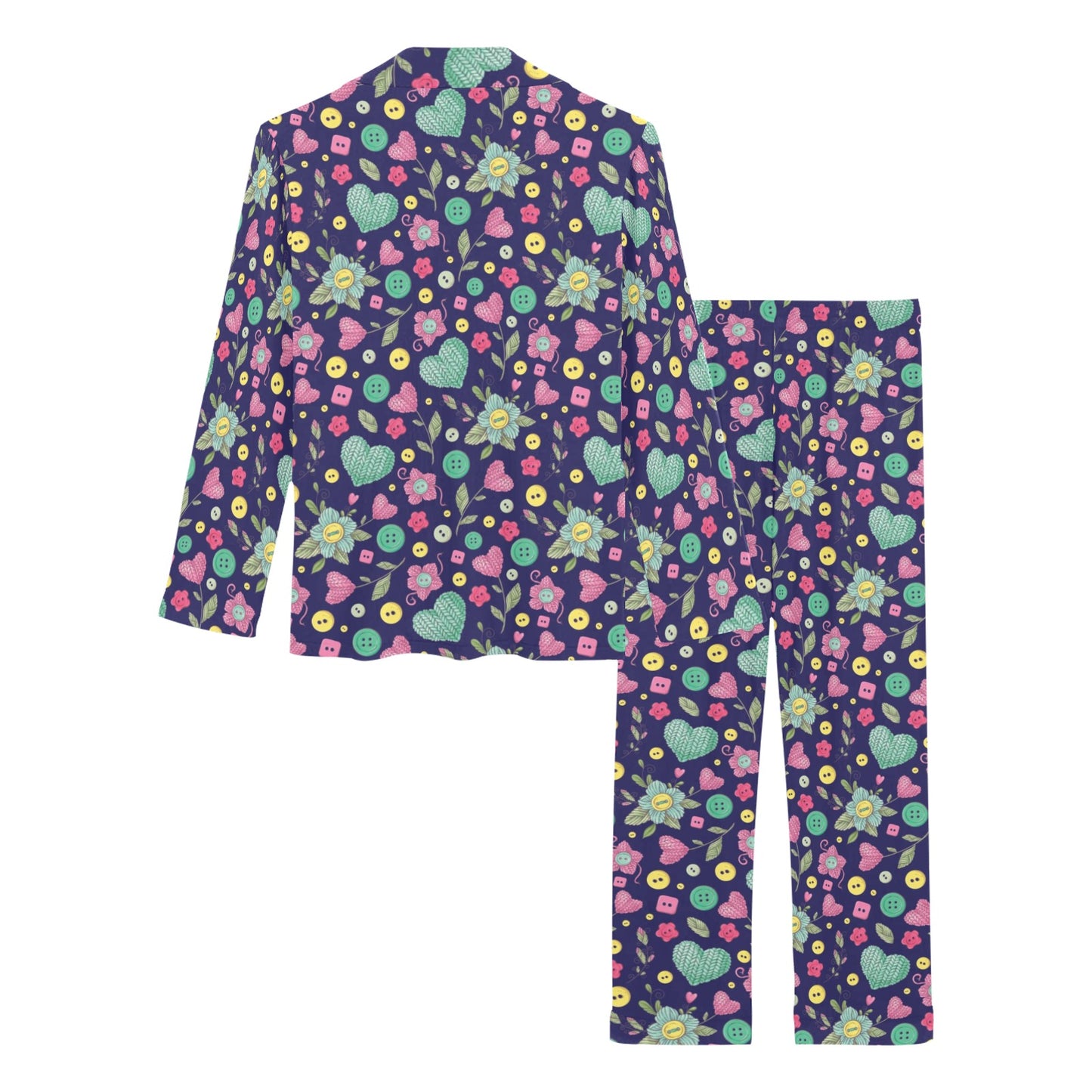 Crochet Pattern Print Design 02 Women's Long Pajama Set