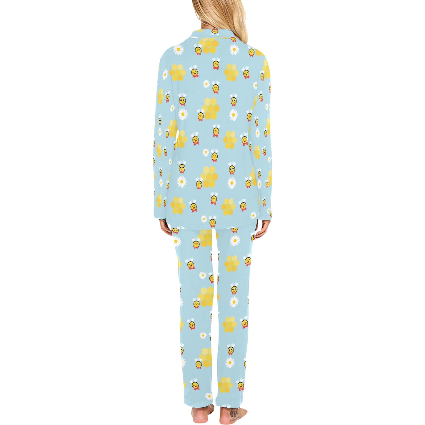 Bee Cute Print Design LKS304 Women's Long Pajama Set