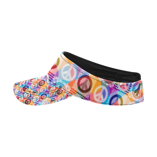 Peace Sign Patchwork Design Print Unisex Sun Visor