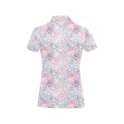 Dahlia Pattern Print Design 01 Women's Polo Shirt