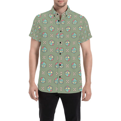 Zombie Print Design LKS301 Men Short Sleeve Button Up Shirt