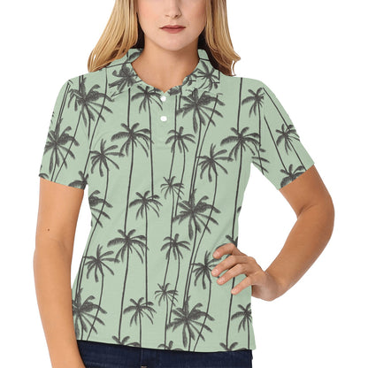 Palm Tree Pattern Print Design A04 Women's Polo Shirt