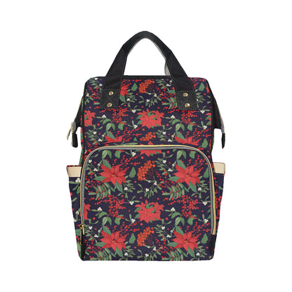 Poinsettia Pattern Print Design POT02 Diaper Bag Backpack