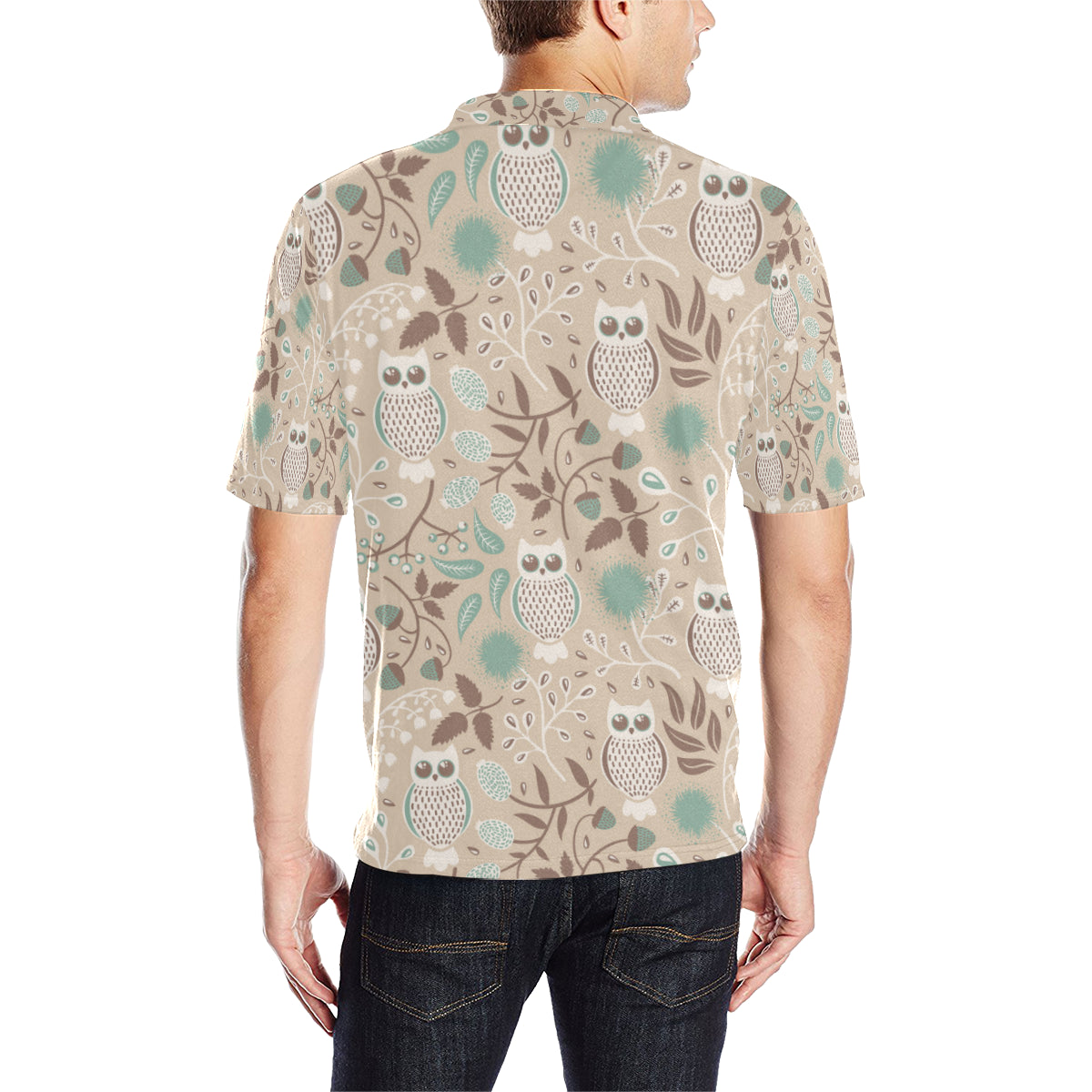 Owl Pattern Print Design A02 Men Polo Shirt
