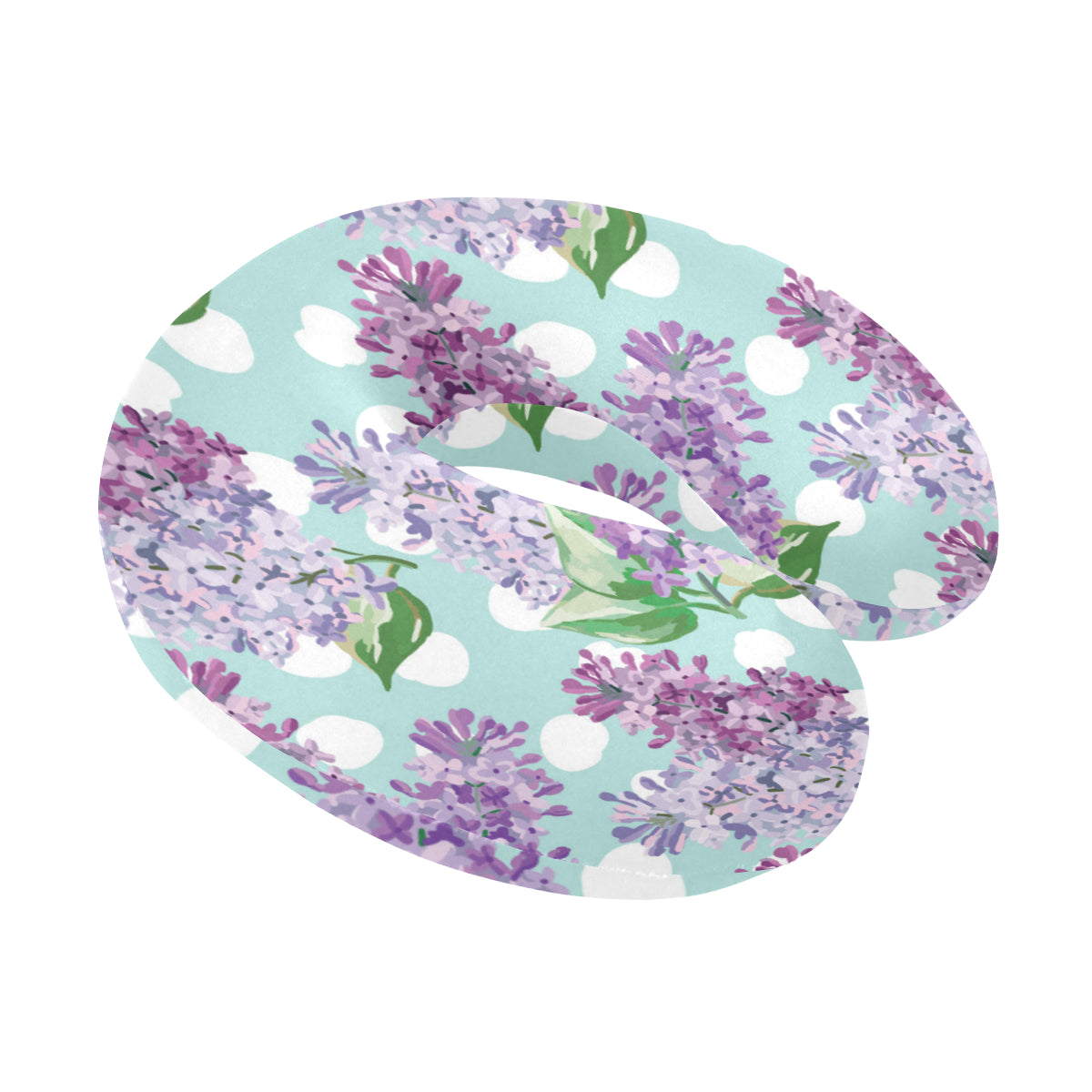 Lilac Pattern Print Design 02 U-Shaped Travel Neck Pillow