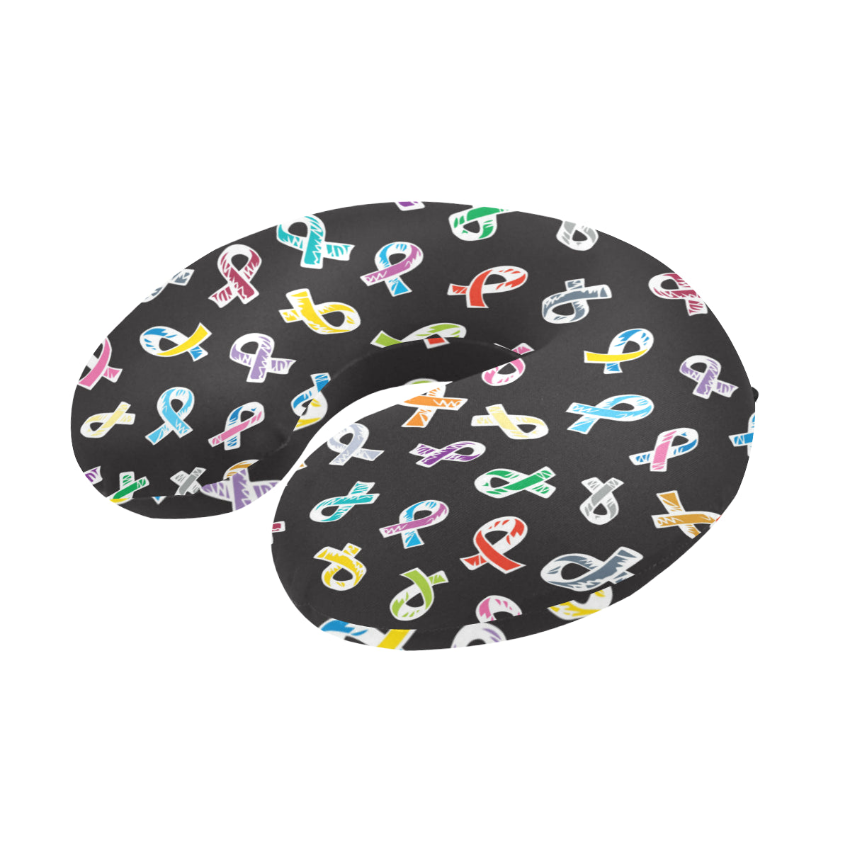 Cancer Awareness Pattern Print Design 02 U-Shaped Travel Neck Pillow