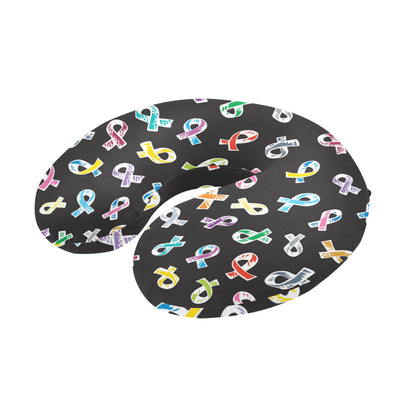 Cancer Awareness Pattern Print Design 02 U-Shaped Travel Neck Pillow