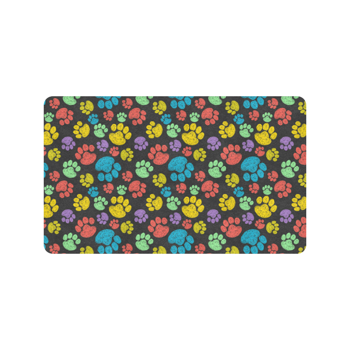 Paw Colorful Print Rubber Doormat