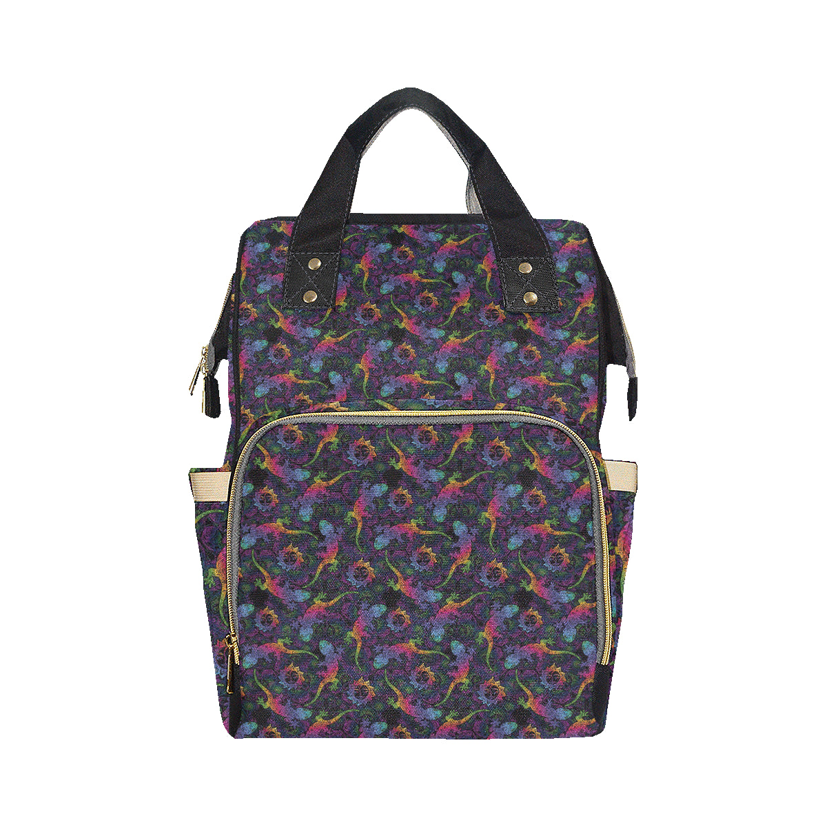Gecko Rainbow Pattern Print Design 03 Diaper Bag Backpack