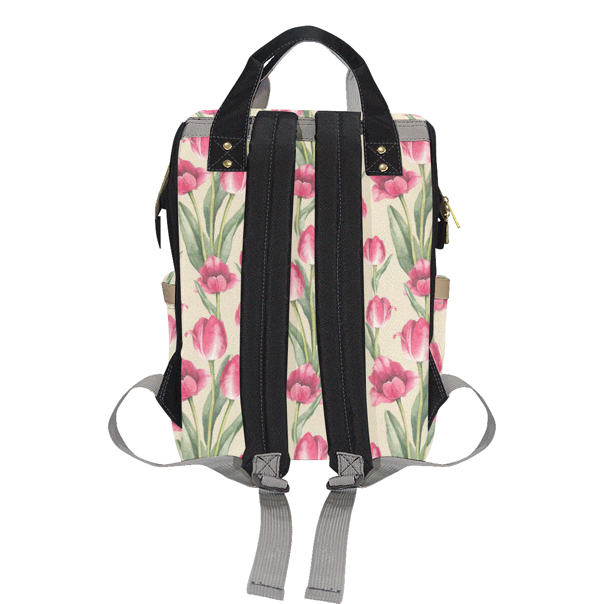 Tulip Pink Pattern Print Design TP06 Diaper Bag Backpack