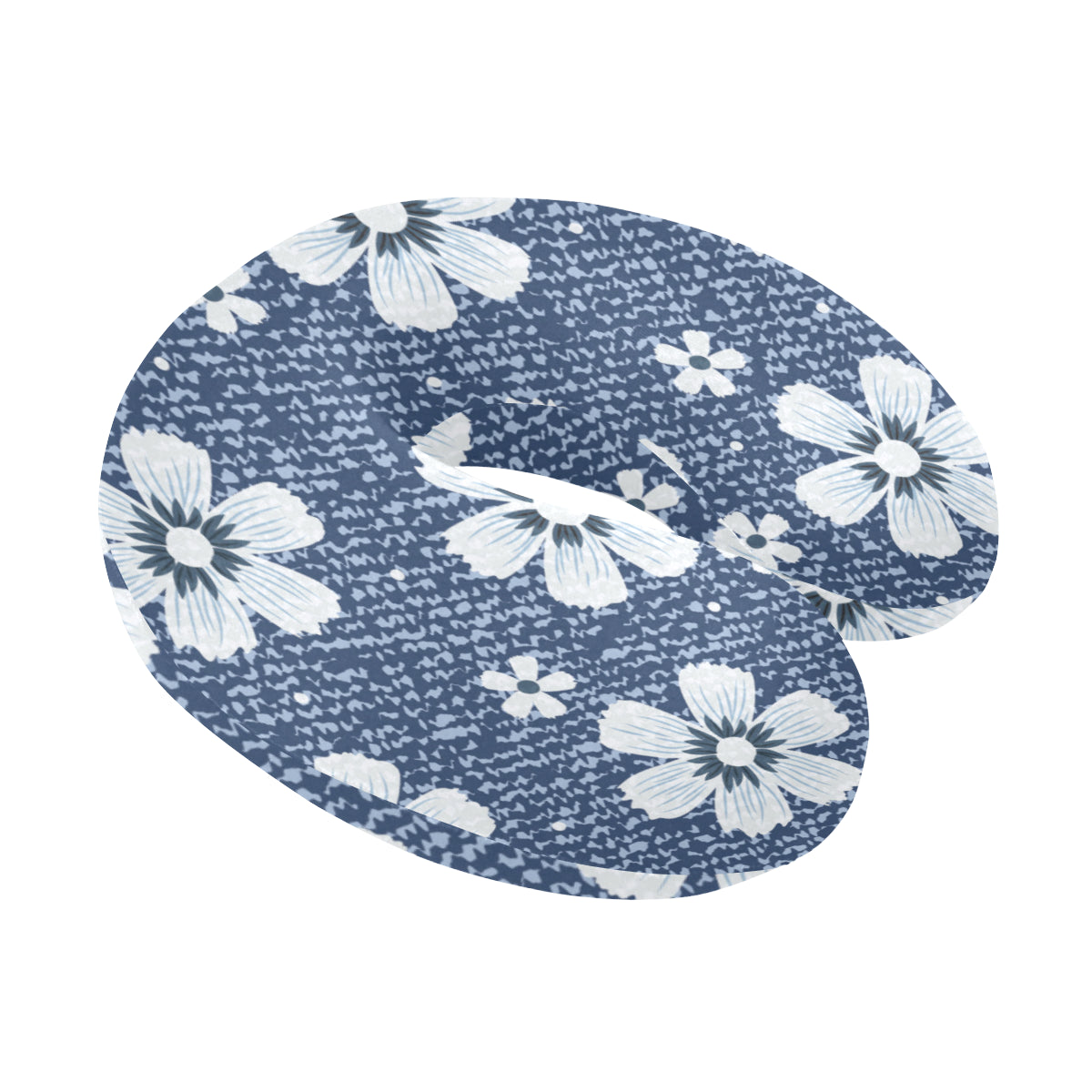Jean Flower Pattern Print Design 03 U-Shaped Travel Neck Pillow