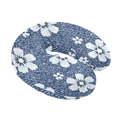 Jean Flower Pattern Print Design 03 U-Shaped Travel Neck Pillow