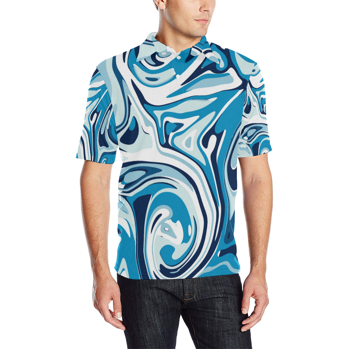 Liquid Pattern Print Design 05 Men Polo Shirt