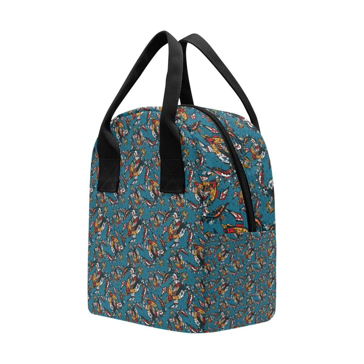 Sea Turtle Tribal Colorful Hand Drawn Insulated Lunch Bag