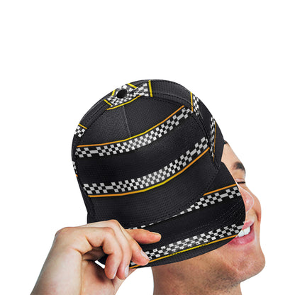 Checkered Flag Yellow Line Style Snapback Cap