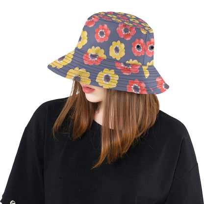 Anemone Pattern Print Design AM010 Unisex Bucket Hat