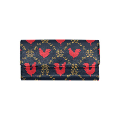 Rooster Pattern Print Design A02 Women's Trifold Wallet