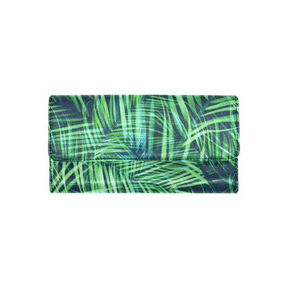 Palm Leaves Pattern Print Design PL02 Women's Trifold Wallet