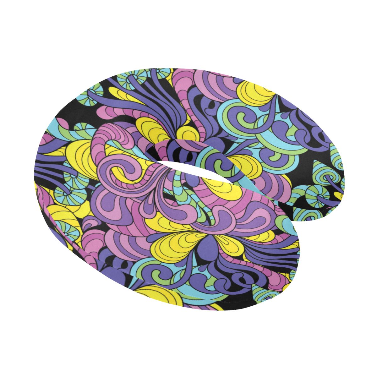 Psychedelic Pattern Print Design A04 U-Shaped Travel Neck Pillow