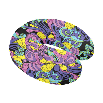 Psychedelic Pattern Print Design A04 U-Shaped Travel Neck Pillow