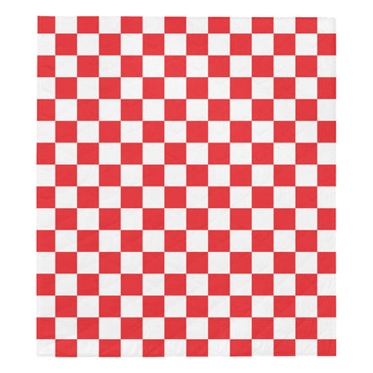 Checkered Red Pattern Print Design 04 Premium Quilt