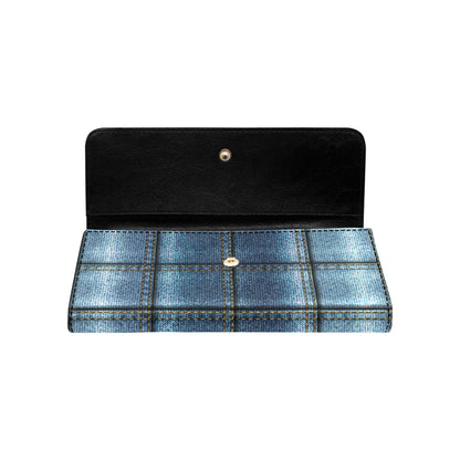Jean Patchwork Pattern Print Design 02 Women's Trifold Wallet