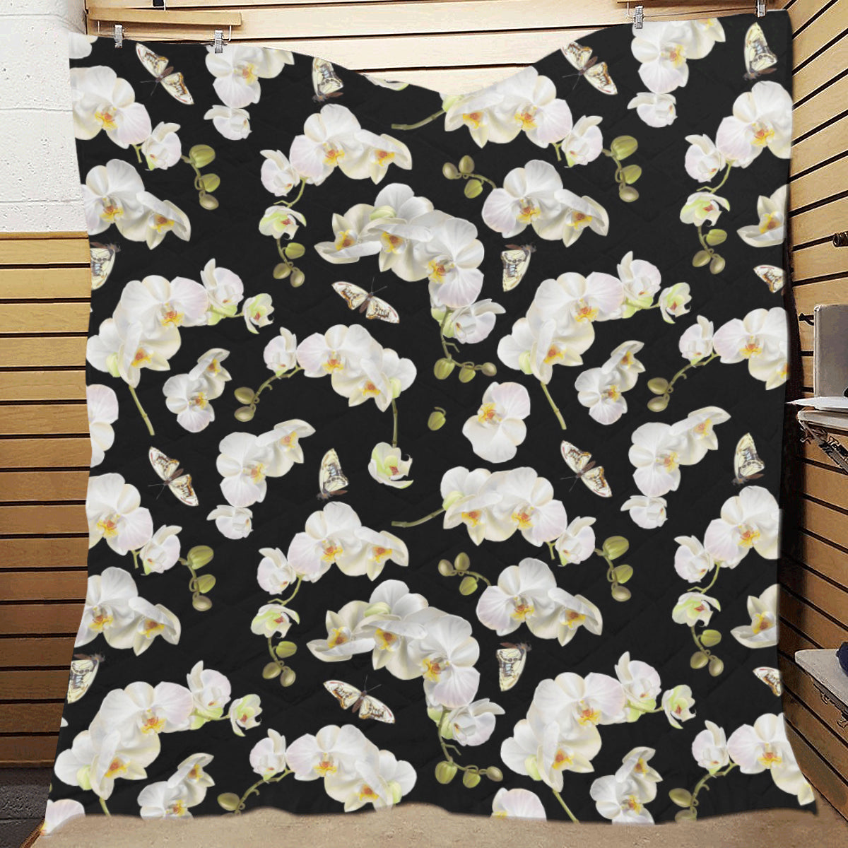 Orchid White Pattern Print Design OR011 Premium Quilt