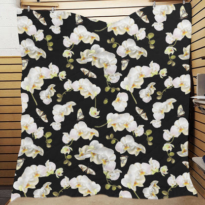 Orchid White Pattern Print Design OR011 Premium Quilt