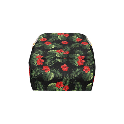 Red Hibiscus Tropical Diaper Bag Backpack