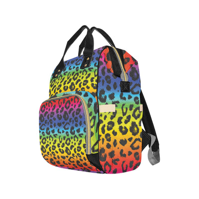 Rainbow Leopard Pattern Print Design A01 Diaper Bag Backpack