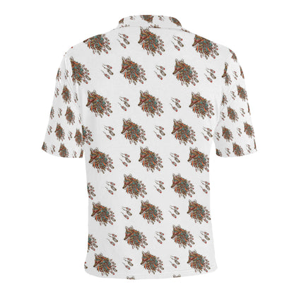 Aztec Wolf Pattern Print Design 02 Men Polo Shirt