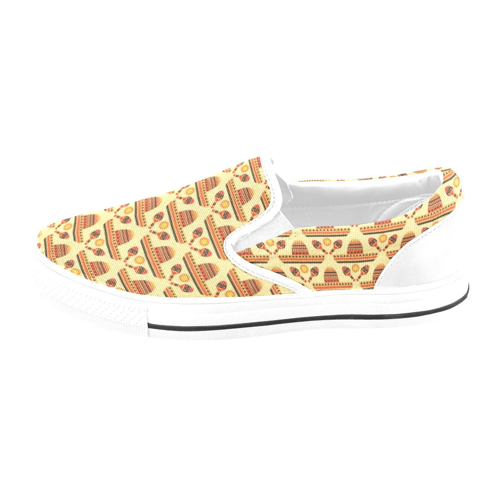 Maracas Print Design LKS403 White Slip Ons Canvas Women's Shoes