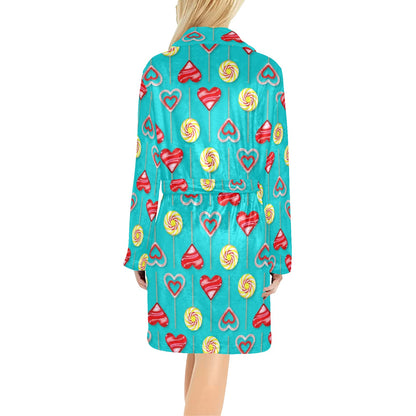 Lollipop Pattern Print Design LL06 Women's Fleece Robe