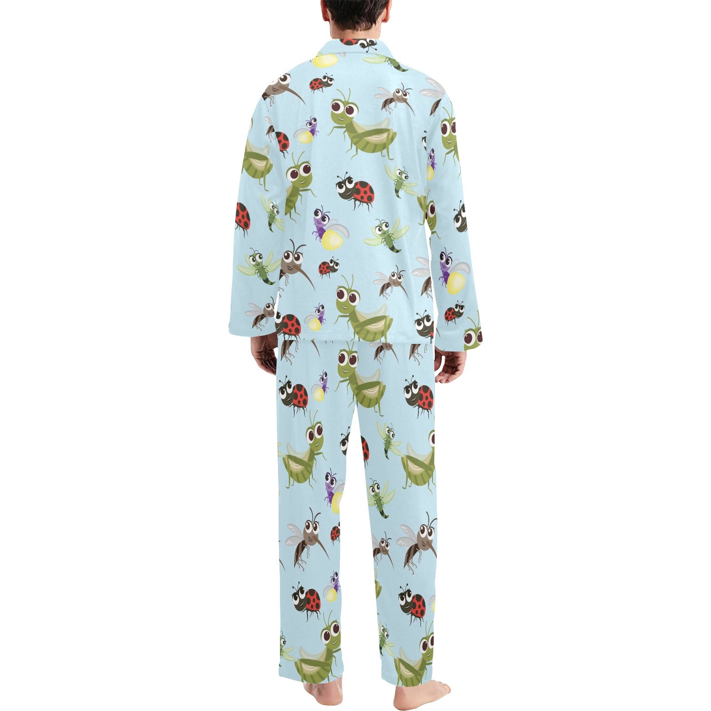 Ladybug Pattern Print Design 01 Men's Long Pajama Set