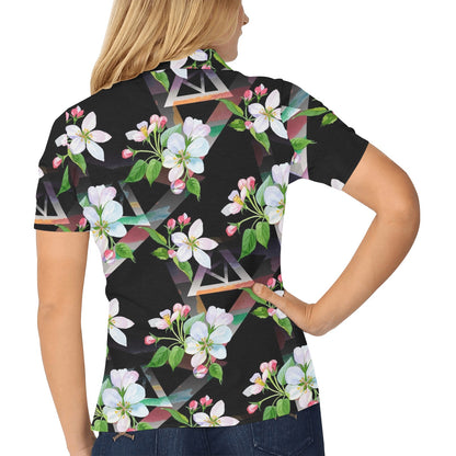 Apple blossom Pattern Print Design AB07 Women's Polo Shirt