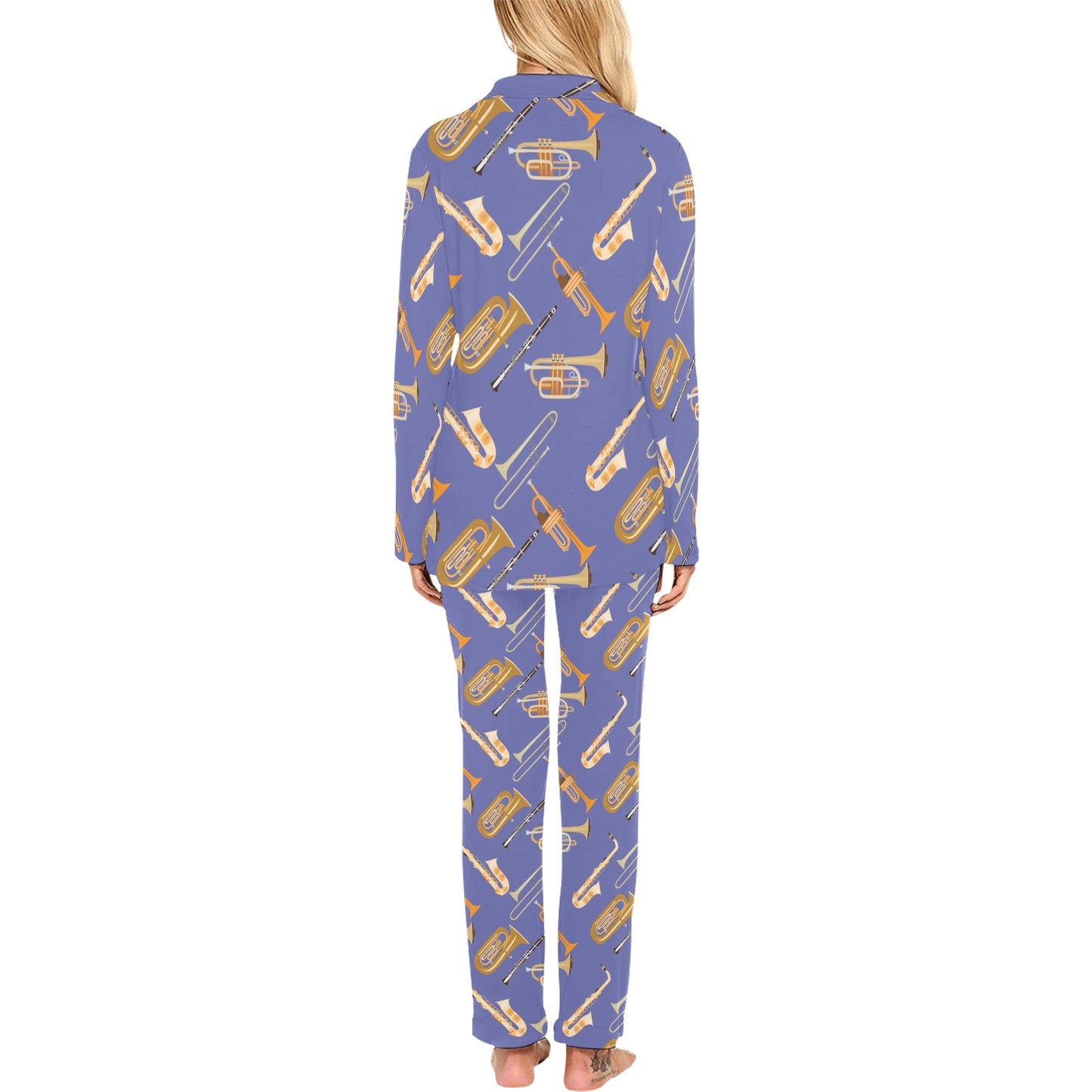 Trombone Pattern Print Design 02 Women's Long Pajama Set