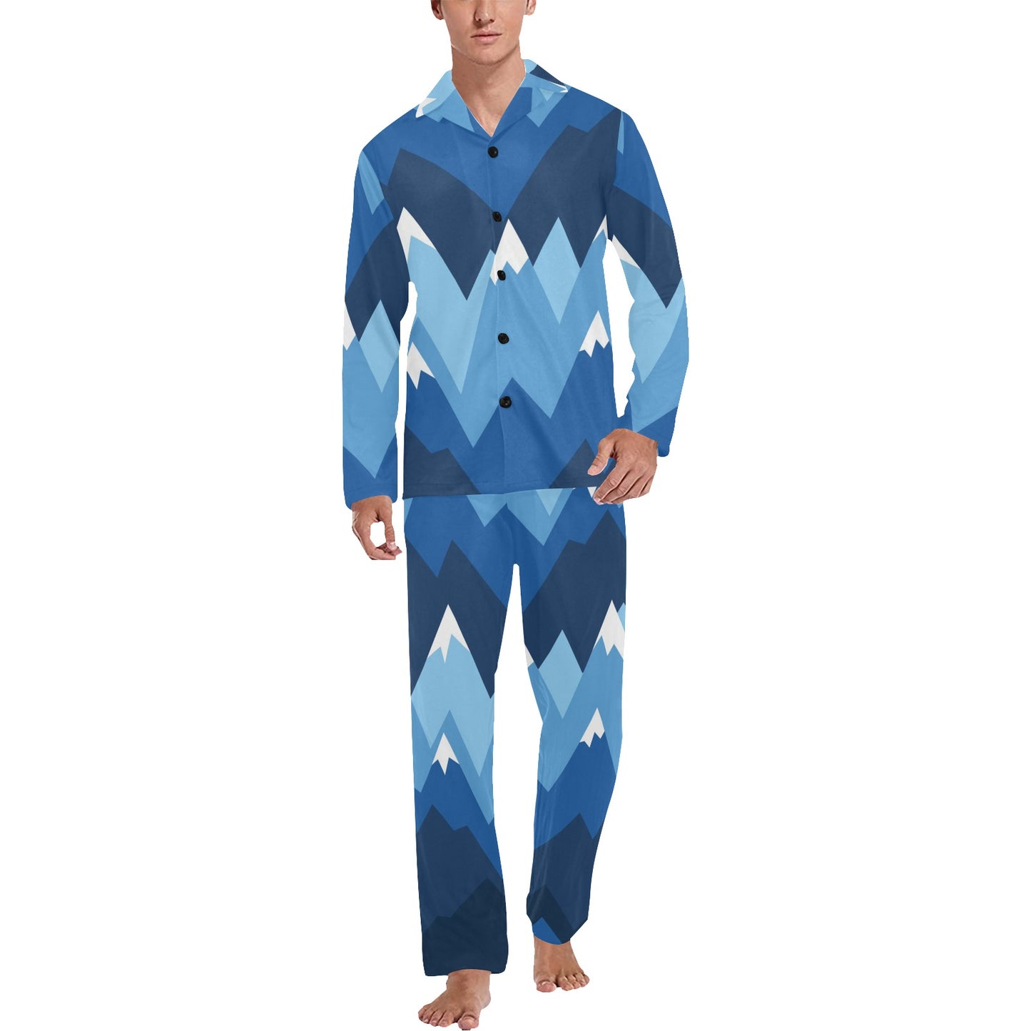 Mountain Pattern Print Design 04 Men's Long Pajama Set