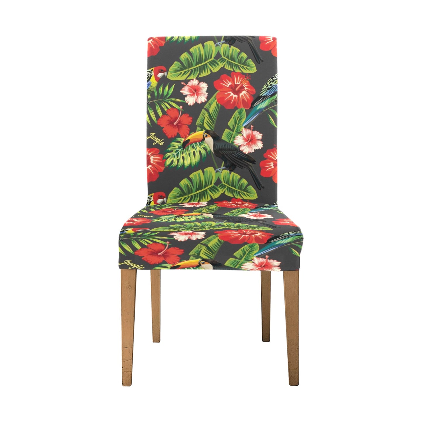 Hibiscus Red With Parrotprint Design LKS303 Dining Chair Slipcover