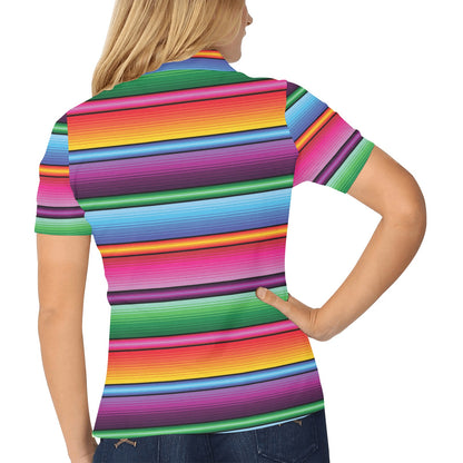 Mexican Blanket Colorful Print Pattern Women's Polo Shirt