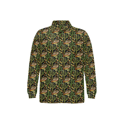 Western Style Print Long Sleeve Polo Shirt For Men's